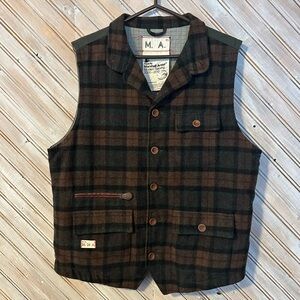 Marshall Artist Modern Tailoring made in Vietnam Vintage Green Plaid Lined Vest